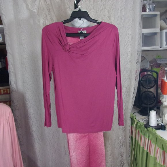 Coordinated Set V Christina Sparkle Jeans Rose Pink Top Coldwater Creek  NWOT - Picture 1 of 7